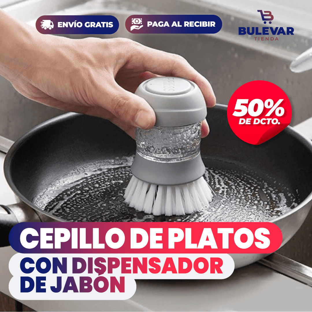 CEPILLO PARA LAVAR PLATOS CON DISPENSADOR DE JABÓN