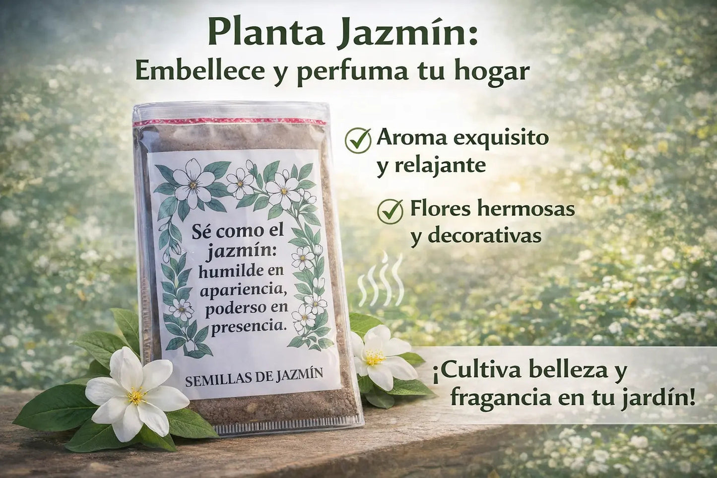 🌿 Siembra tu Propio Jazmín en Casa: Disfruta Flores Aromáticas y Naturales 🌿 100 Semillas de Jazmín Aromáticas + GUIA PASO A PASO PARA CULTIVAR 📗