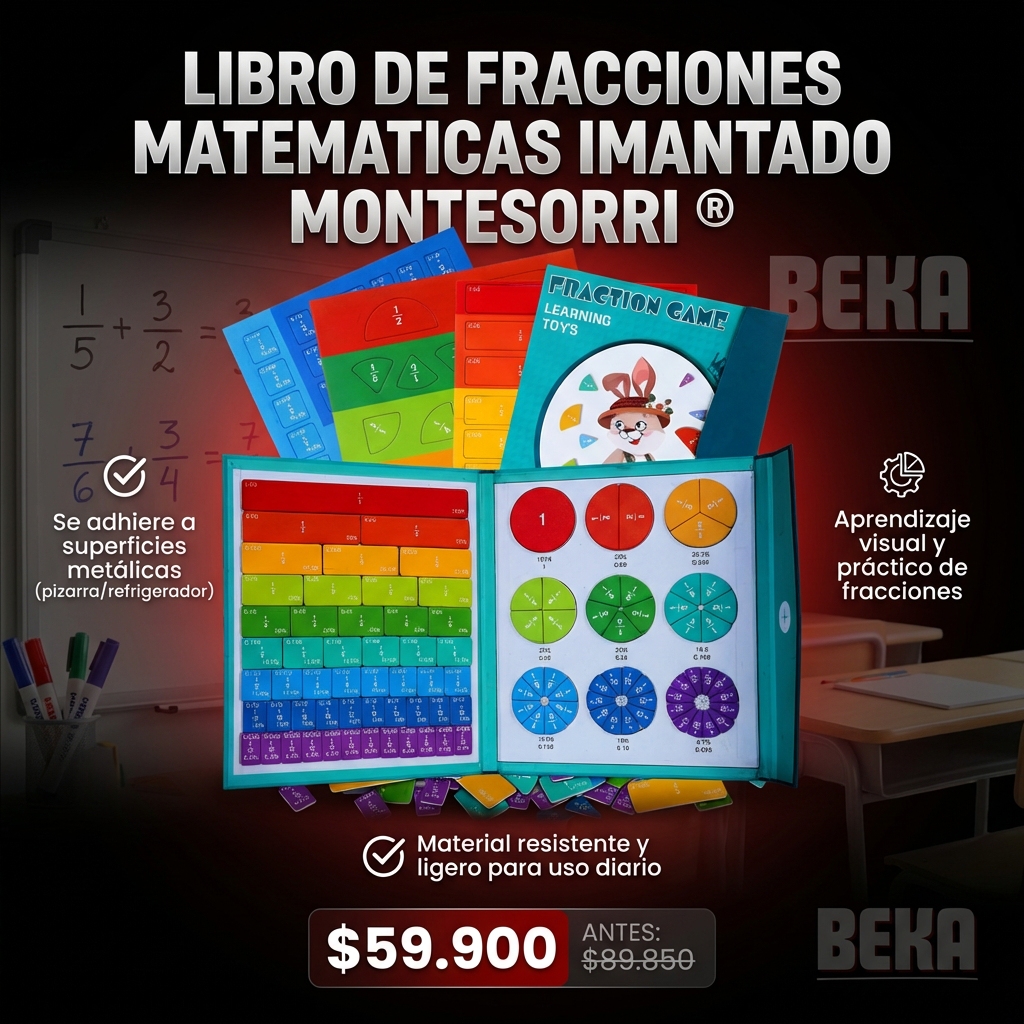 LIBRO DE FRACCIONES MATEMATICAS IMANTADO MONTESSORI™